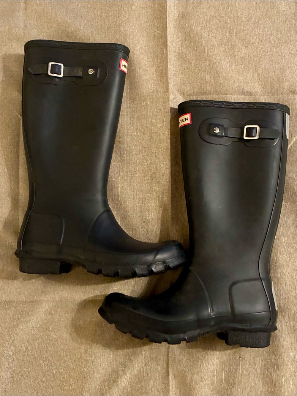 Hunter Big Kids’ Original Tall Rain Boots Black Girls Sz 5/Boys 4 Waterproof EUC